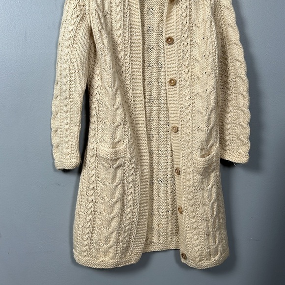 Handmade Cream Knit Long Cardigan size small vintage - Picture 3 of 12